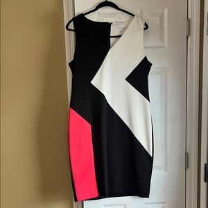 Calvin Klein Black, White, and Pink Mini Dress
